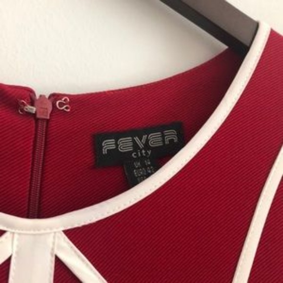 Red A-Line Fever London Dress with White Piping - Picture 3 of 4